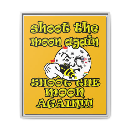 shoot the moon again - framed canvas art (yellow)