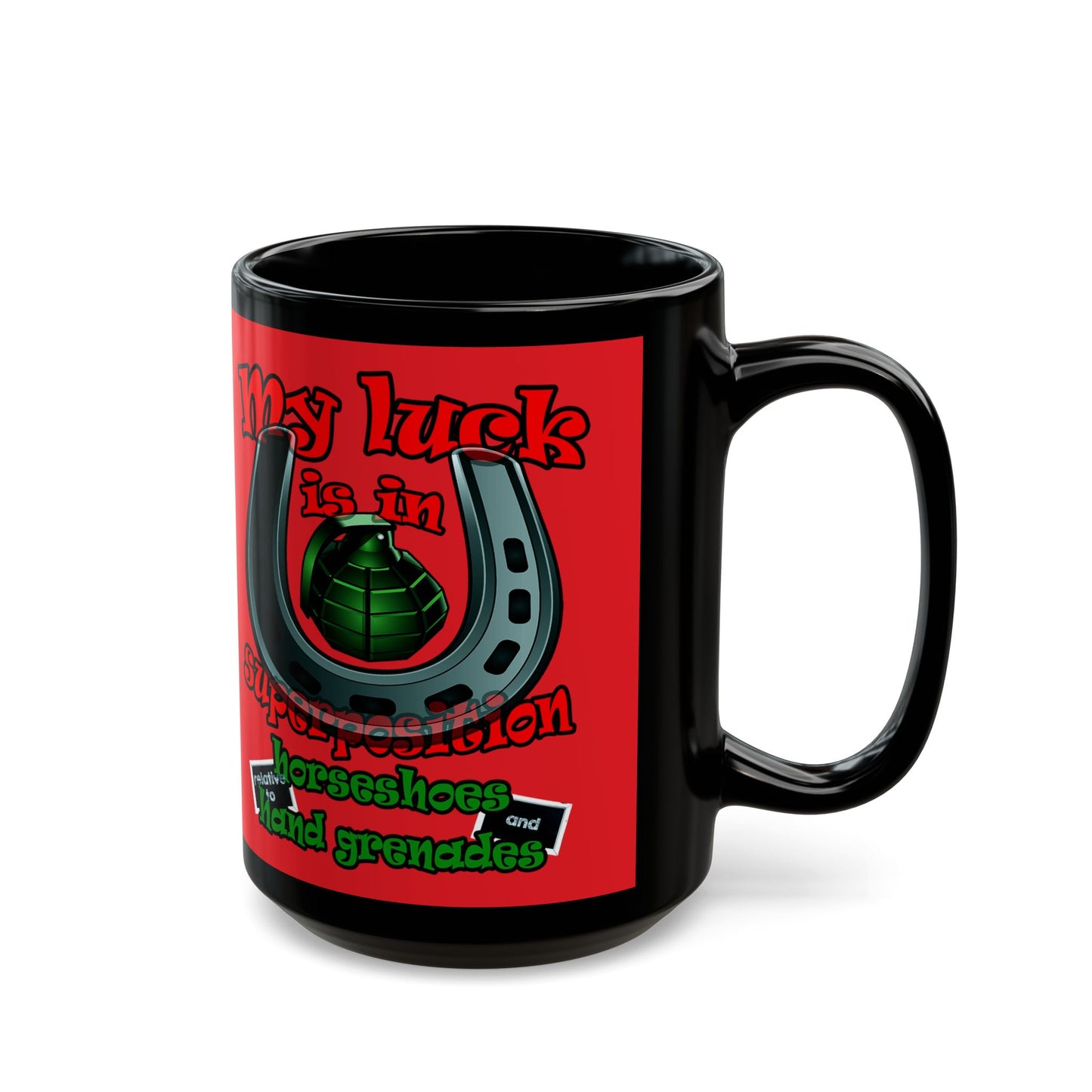 my luck - Black Mug (red)