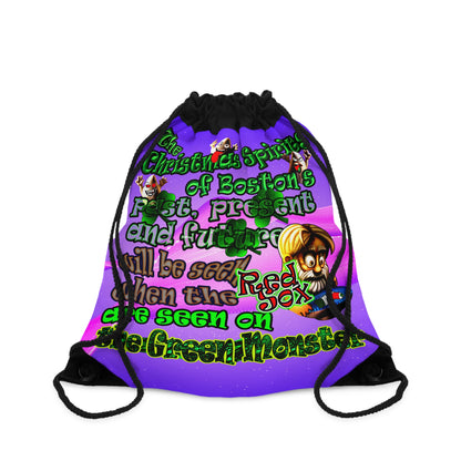 christmas spirits of boston - Drawstring Bag (purple-pink wave)