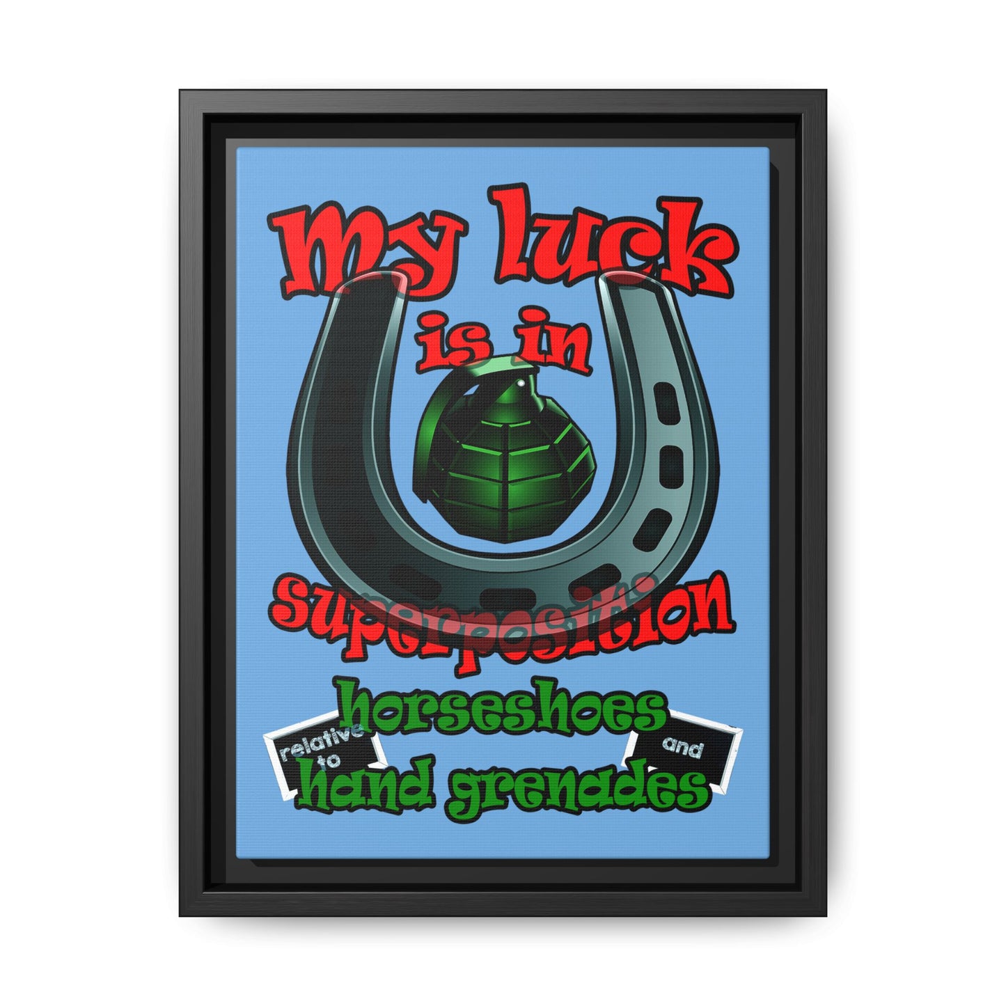 my luck - framed canvas art (light blue)