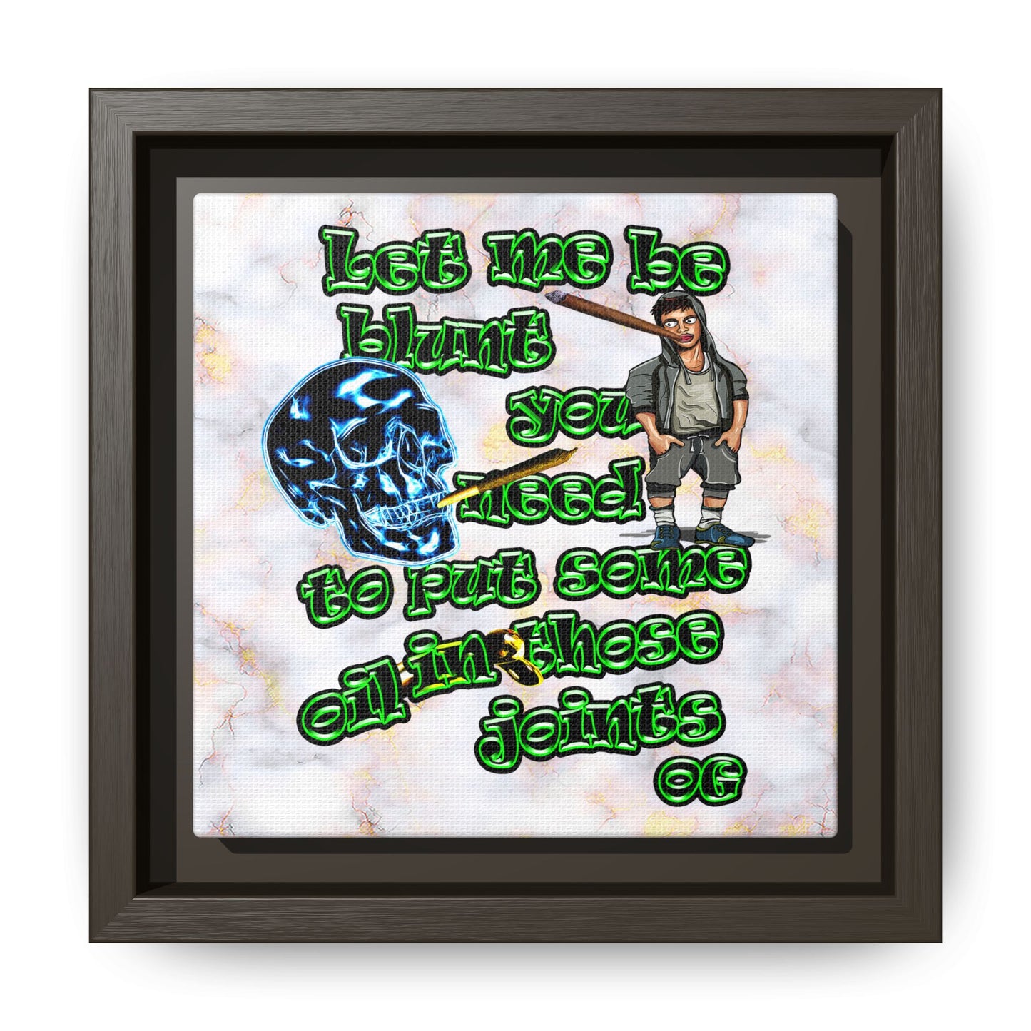 og - framed canvas art (white marble)