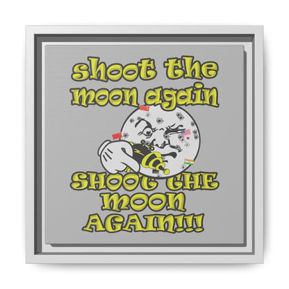 shoot the moon again - framed canvas art (light grey)