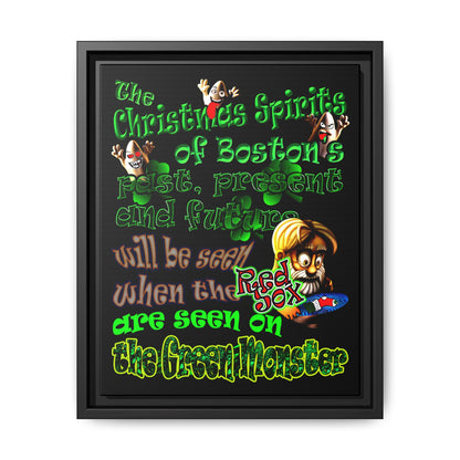 christmas spirits of boston - framed canvas art (black)