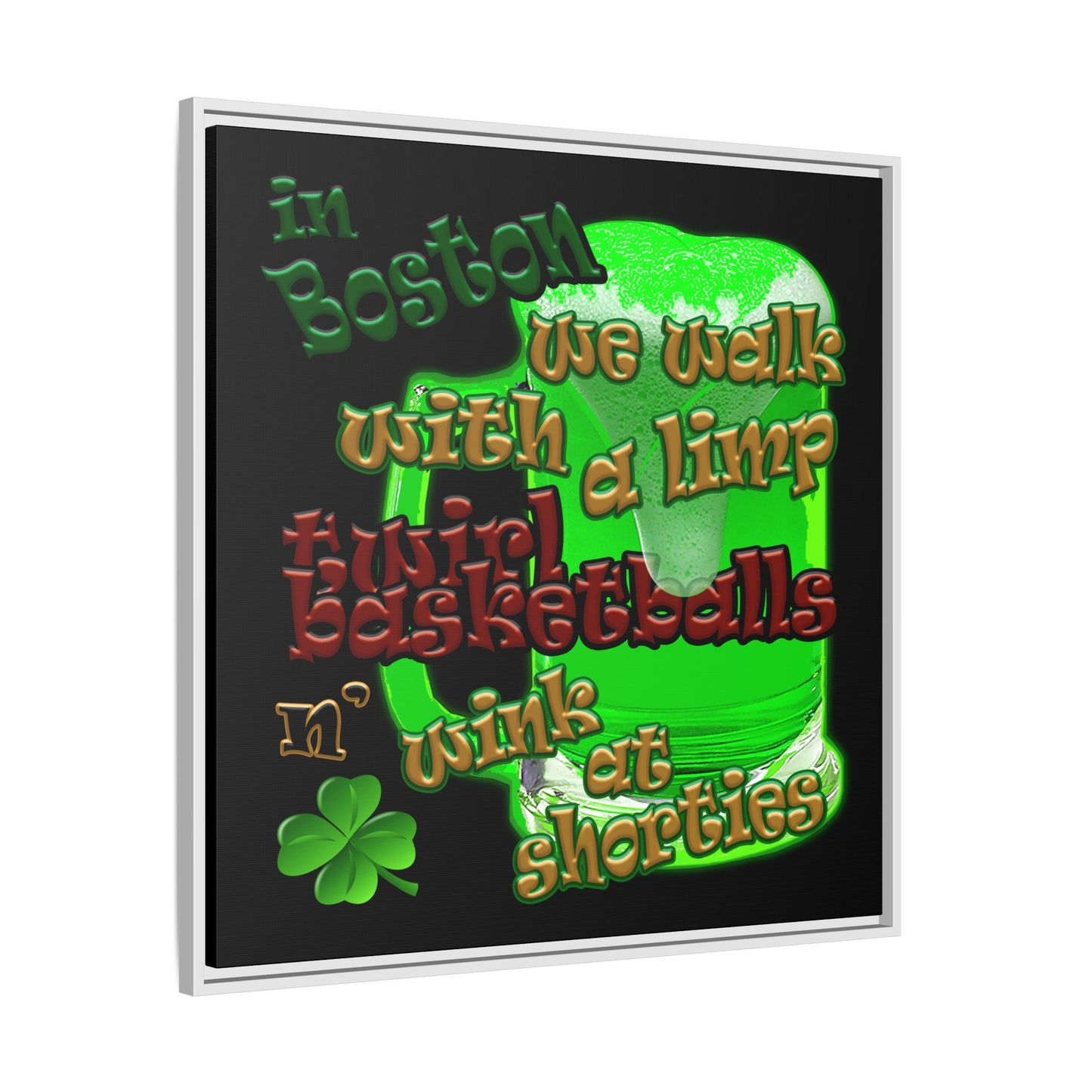 celtics logo - framed canvas art (black)