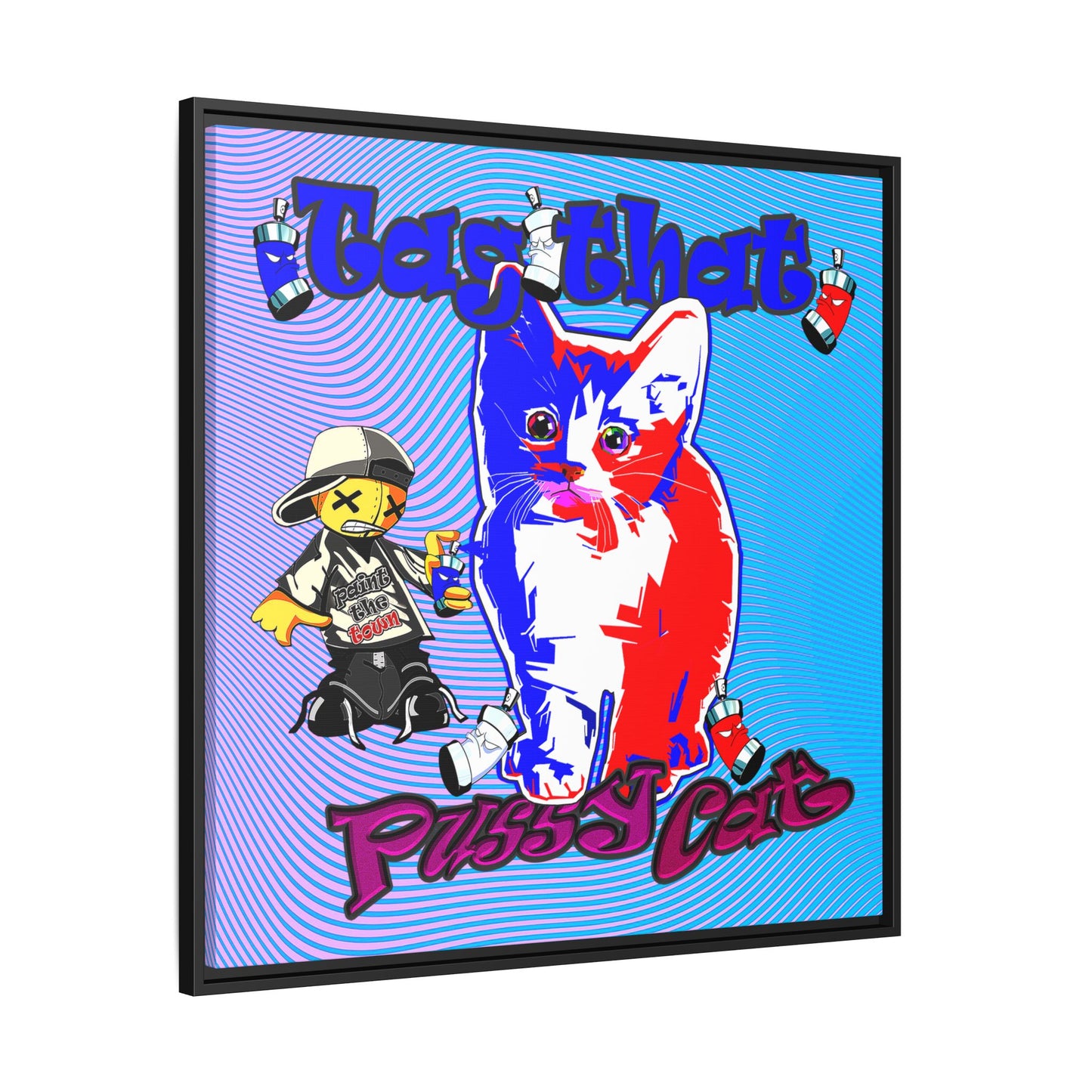 tag that - framed canvas art (light blue-purple wave)