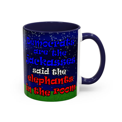 donkeys and elephants - Accent Mug ('snoops' background)