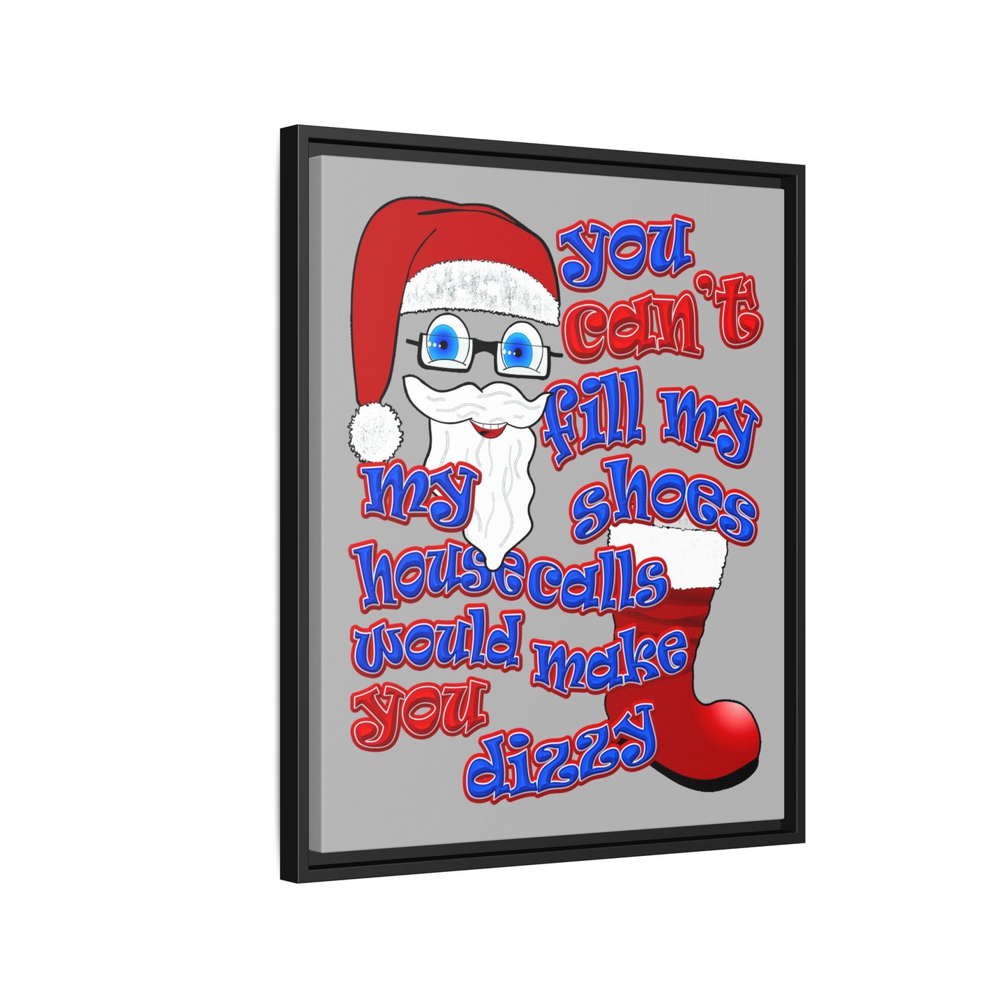 santa's shoes - framed canvas art (light grey)