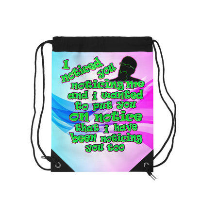 noticed you noticing - Drawstring Bag (light blue-pink wave)