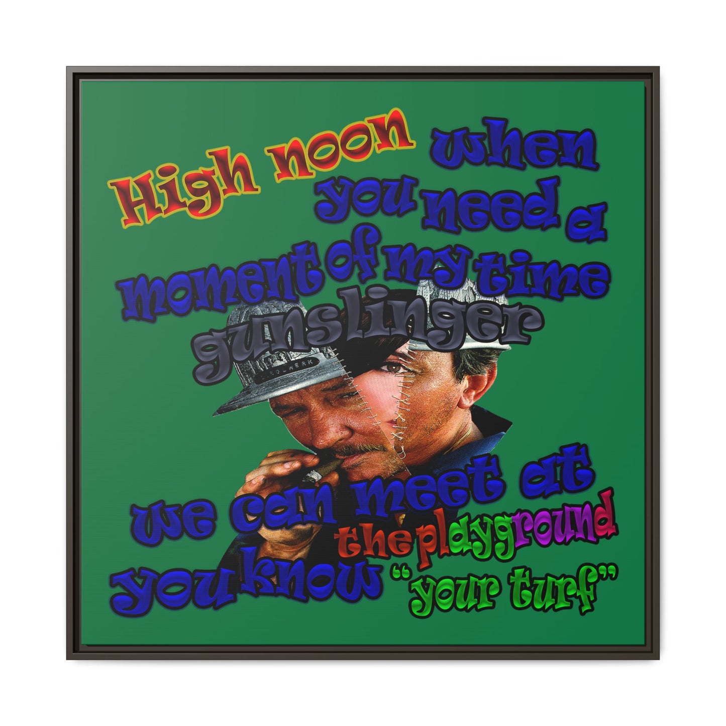 high noon - framed canvas art (dark green)
