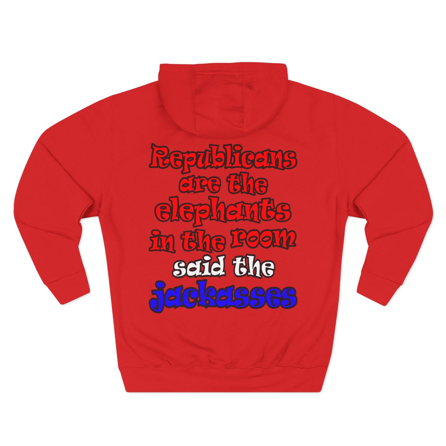 donkeys and elephants - Three-Panel Fleece Hoodie