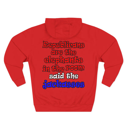 donkeys and elephants - Three-Panel Fleece Hoodie