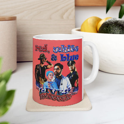 rw&b lives matter - White Mug (yellow-orange wave)