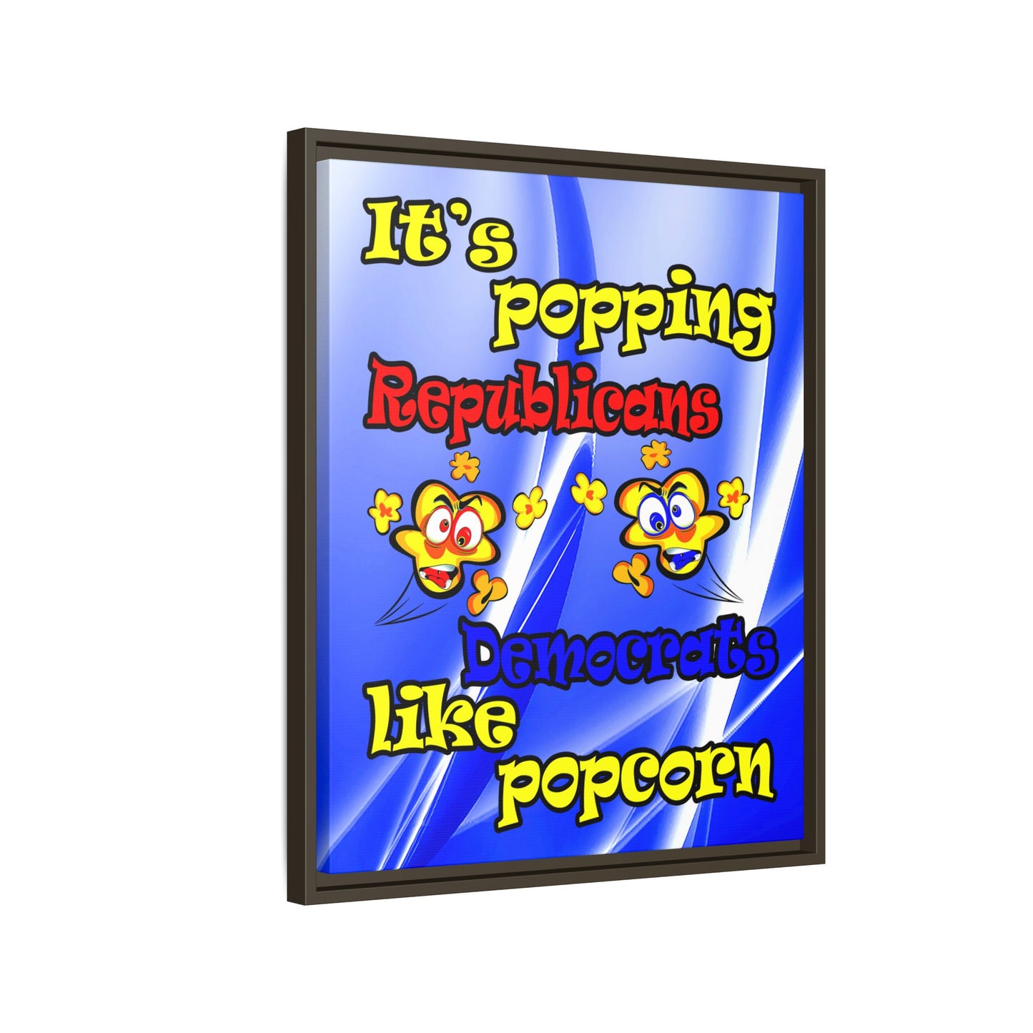 popping like popcorn - framed canvas art (blue-white wave)