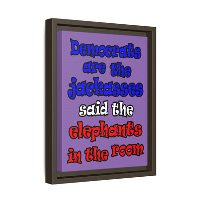 donkeys and elephants - framed canvas art (light purple)