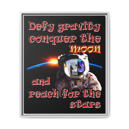 defy conquer reach - framed canvas art (black)