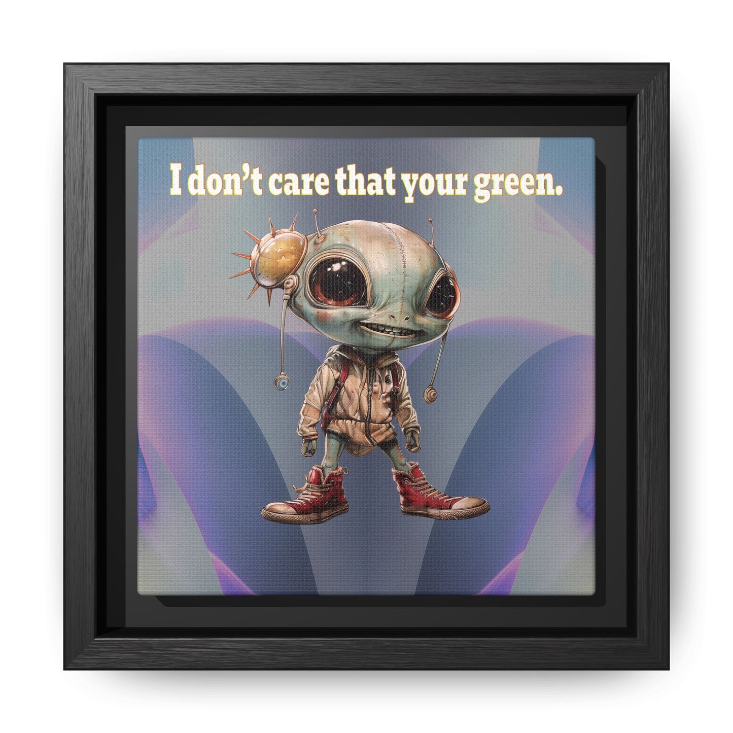 I don't care that your green - framed canvas art (grey-pink wave)