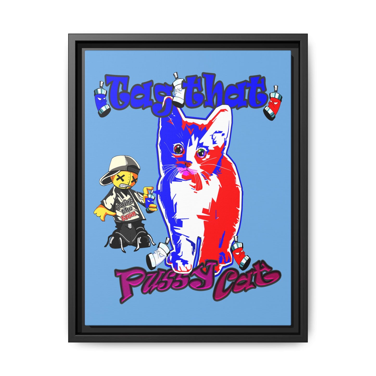 tag that - framed canvas art (light blue)