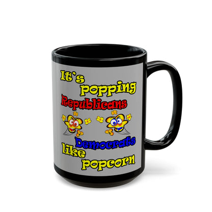 popping like popcorn - Black Mug (light grey)