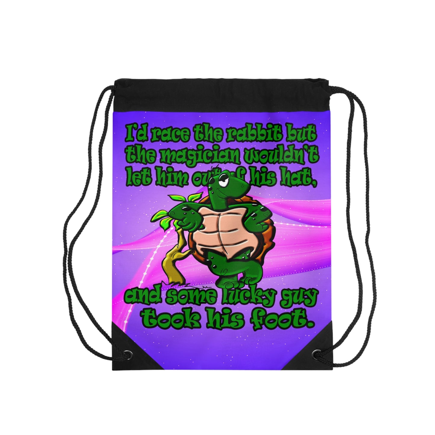 turtle race - Drawstring Bag (purple-pink wave)