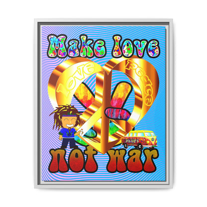 love peace - framed canvas art (light blue-purple wave)