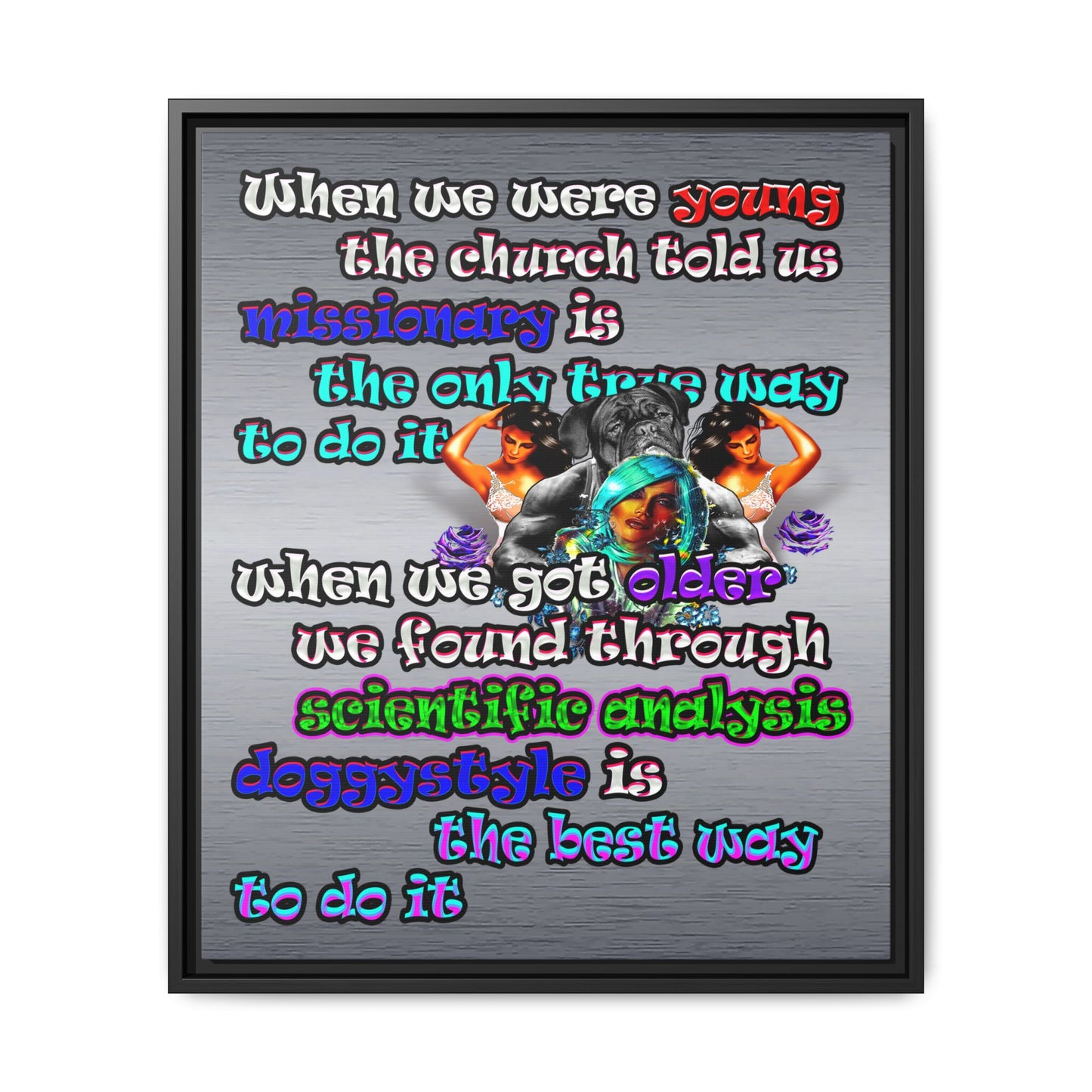 doggystyle - framed canvas art (brushed nickel)