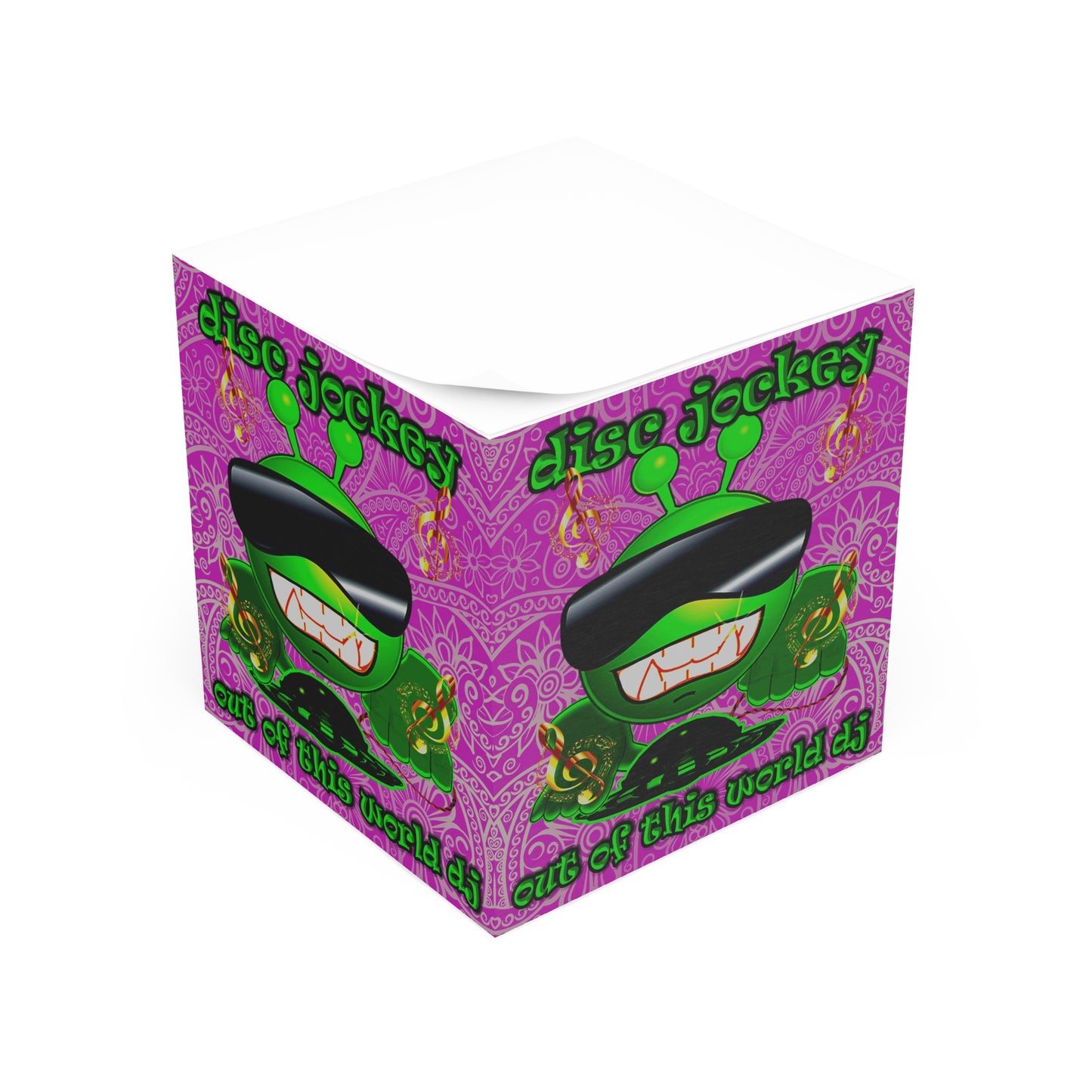 disc jockey - note cube (pink swirl)