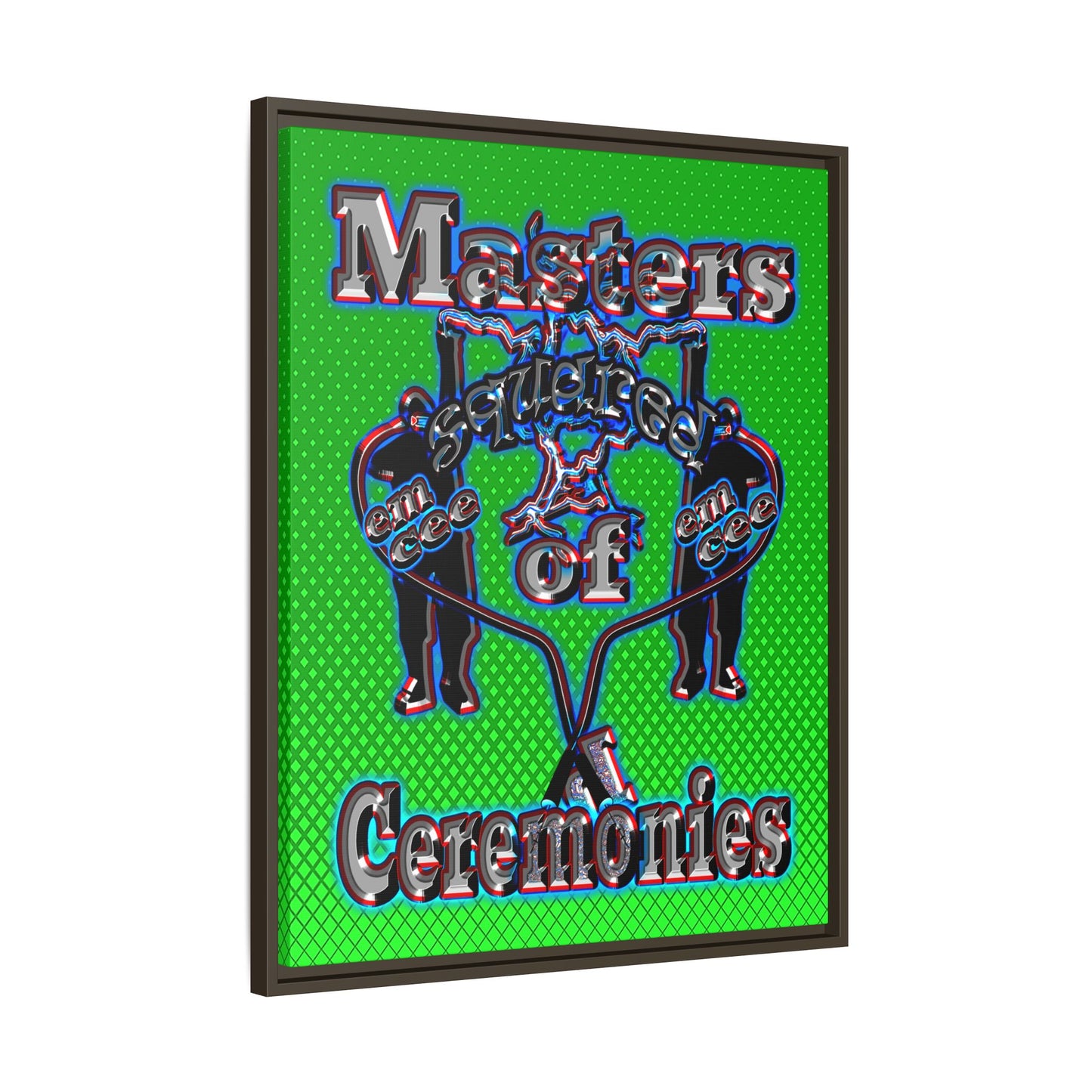 em cee squared - framed canvas art (logo green)