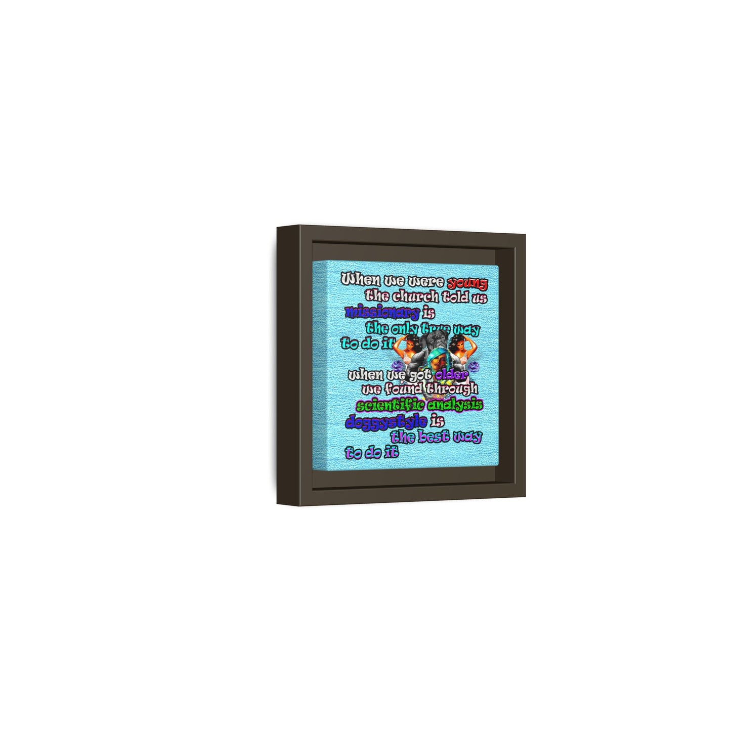 doggystyle - framed canvas art (faded blue)