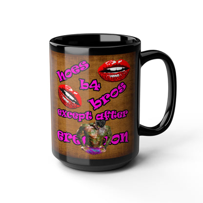 hoes b4 bros - Black Mug (brown papyrus)