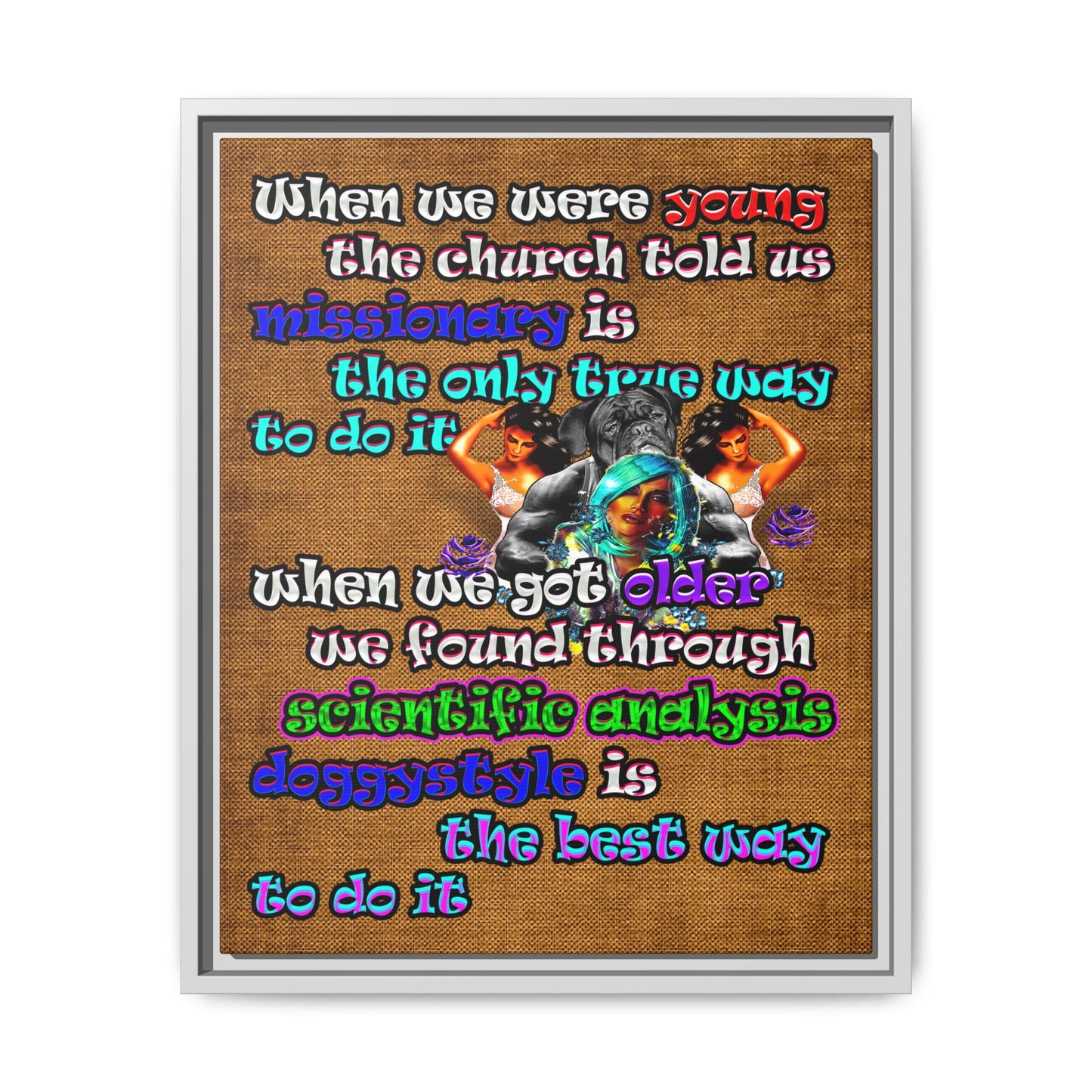 doggystyle - framed canvas art (brown papyrus)