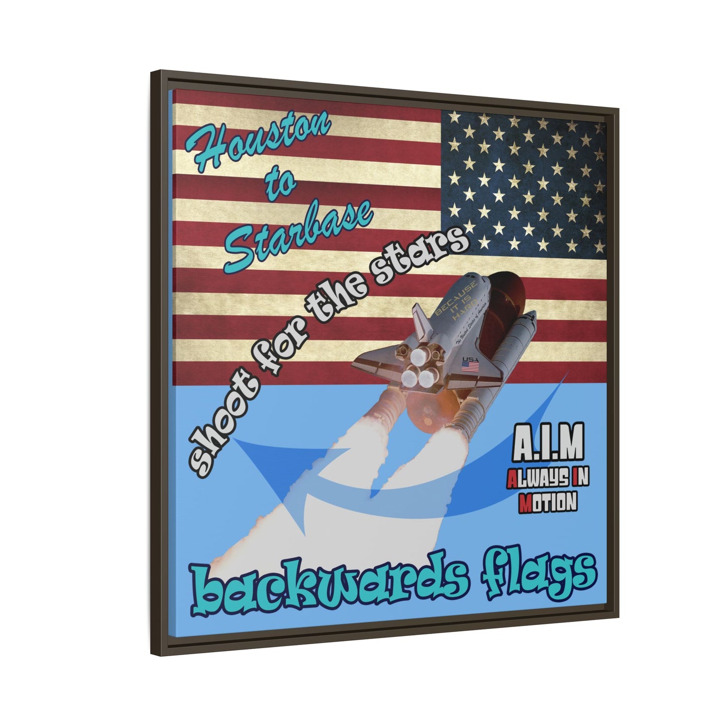 shoot for the stars - framed canvas art (light blue)