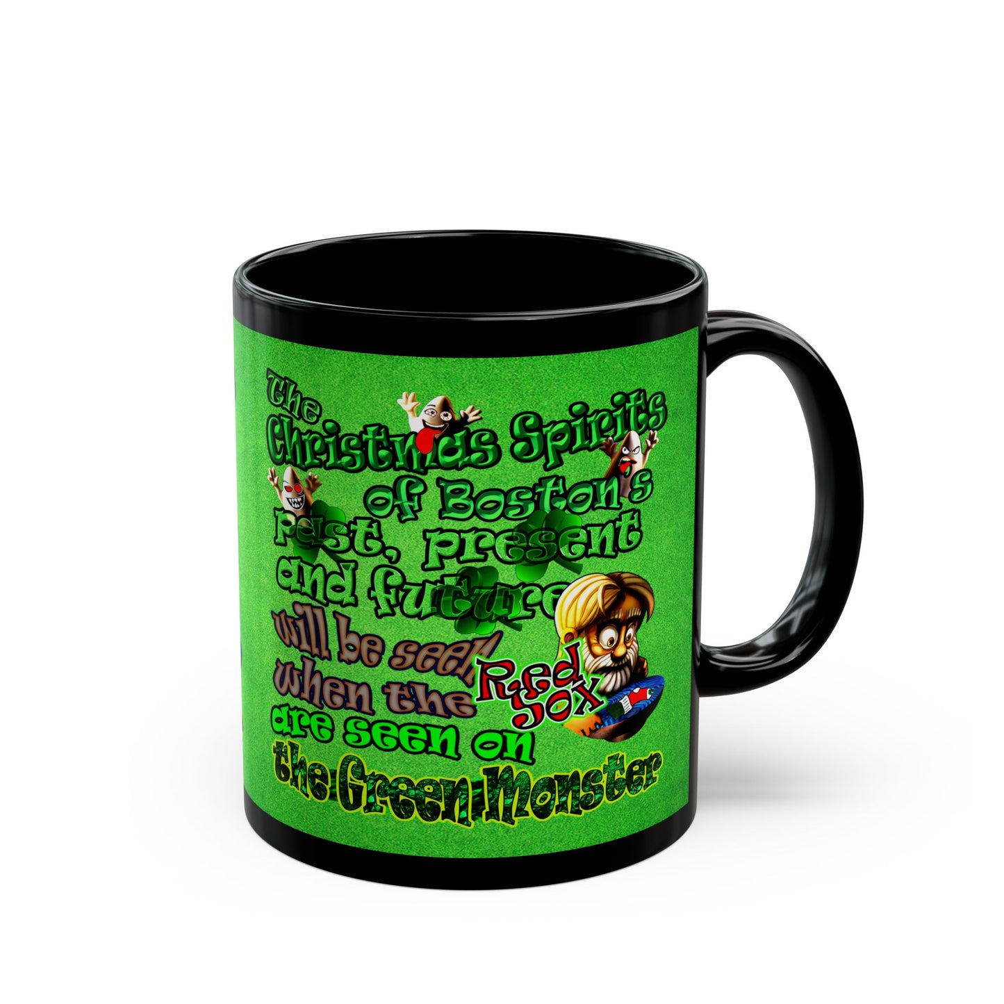 christmas spirits of boston - Black Mug (green turf)