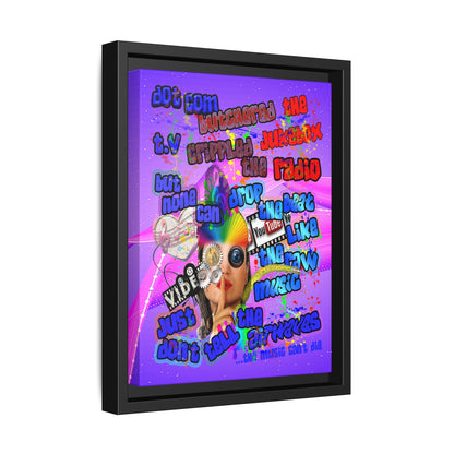drop the beat - framed canvas art (purple-pink wave)