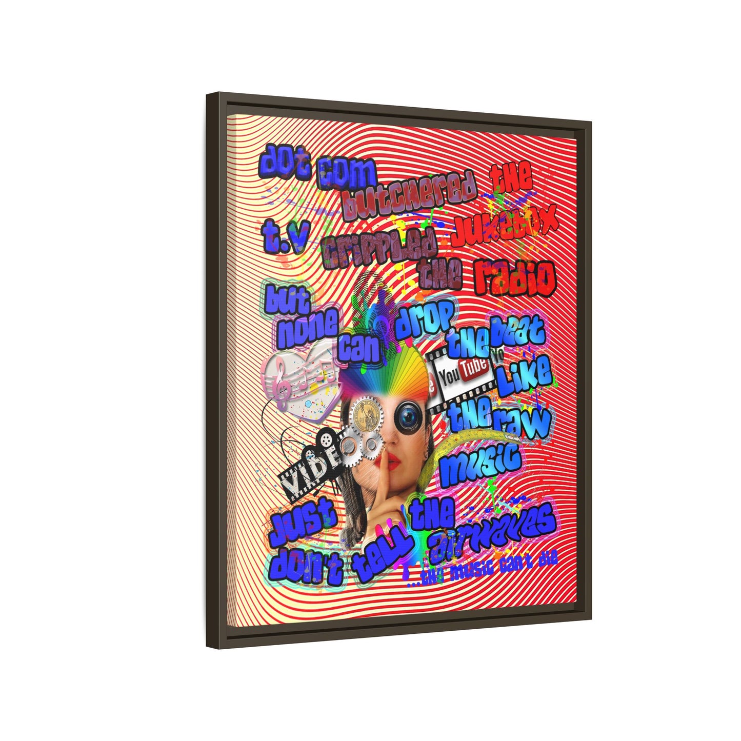 drop the beat - framed canvas art (yellow-orange wave)