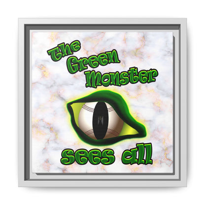 green monster - framed canvas art (white marble)
