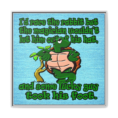 turtle race - framed canvas art (faded blue)