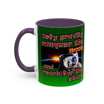 defy conquer reach - Accent Mug (logo green)