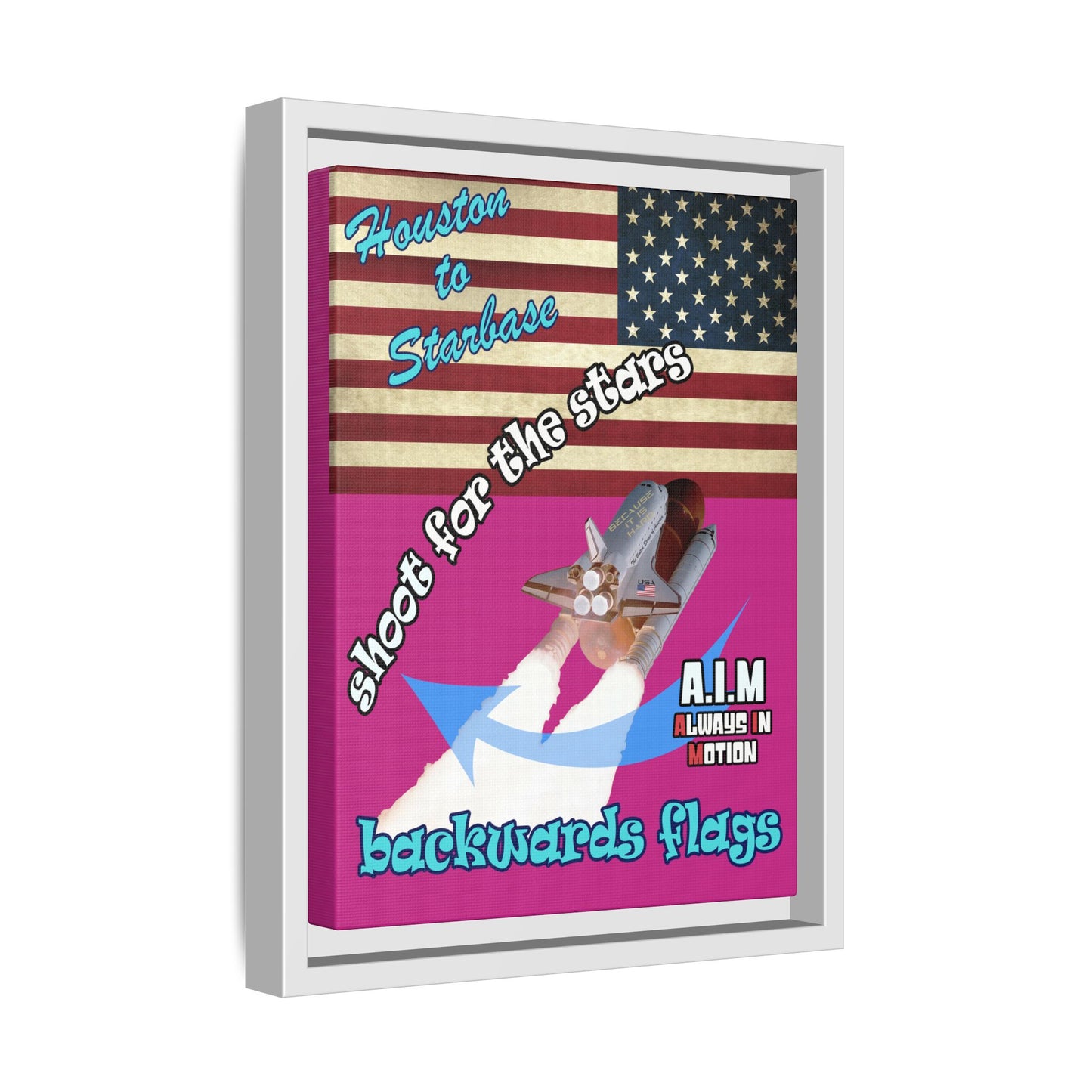 shoot for the stars - framed canvas art (pink)
