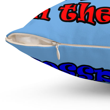 donkeys and elephants - Spun Polyester Square Pillow - (light blue)