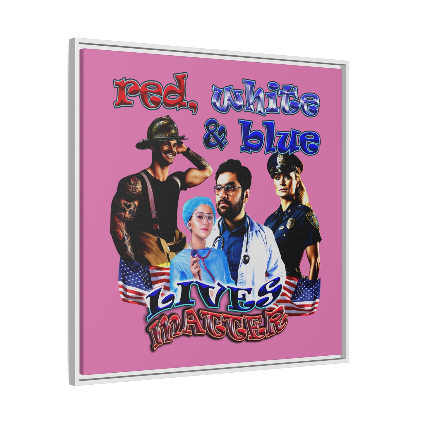 rw&b lives matter - framed canvas art (light pink)