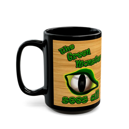 green monster - Black Mug (butterscotch wood finish)