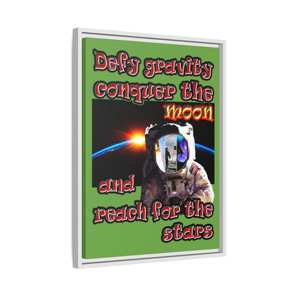 defy conquer reach - framed canvas art (green)