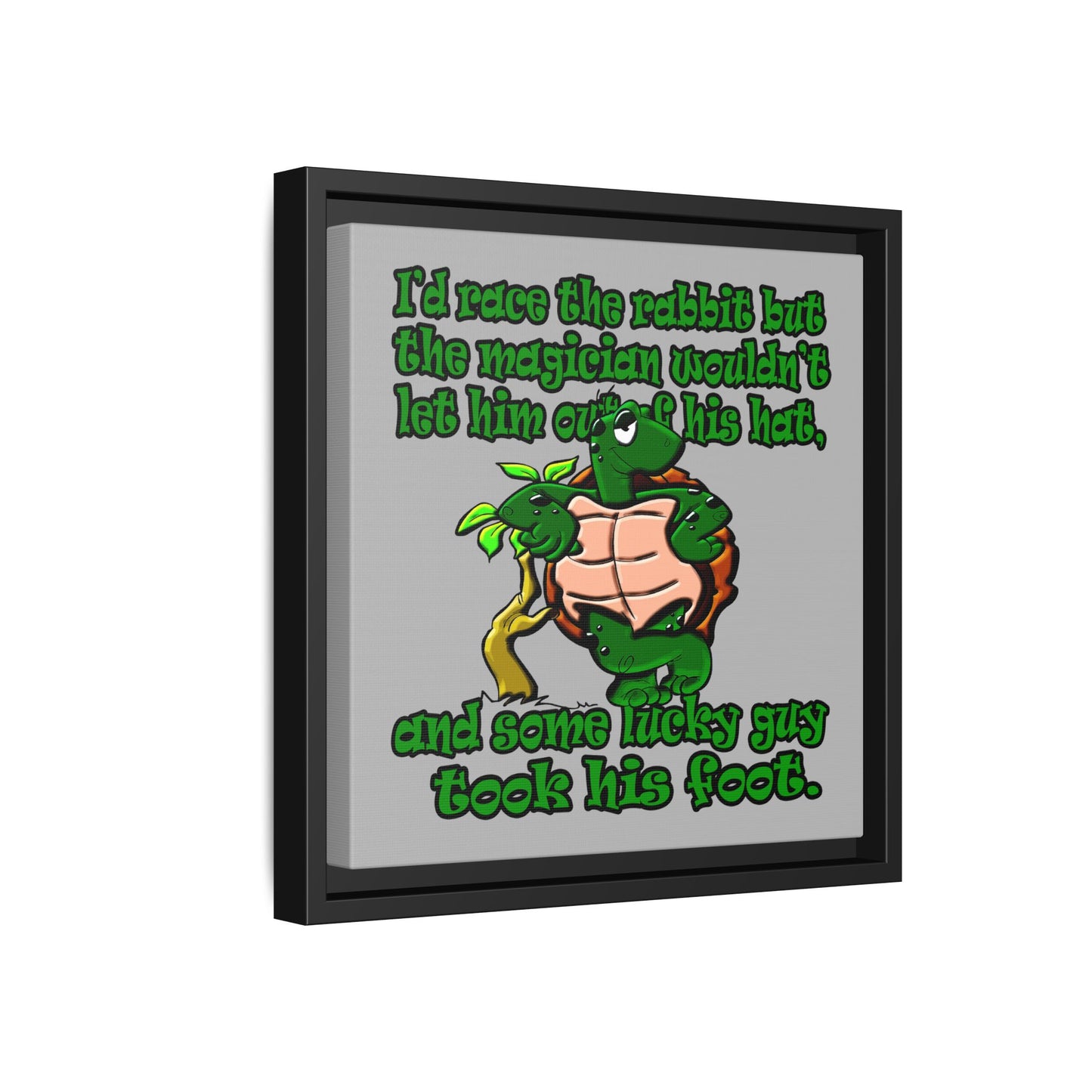 turtle race - framed canvas art (light grey)
