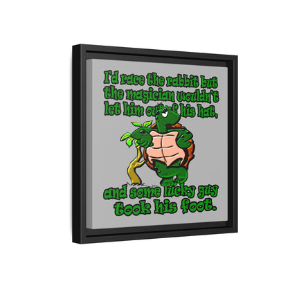 turtle race - framed canvas art (light grey)