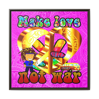 love peace - framed canvas art (pink swirl)