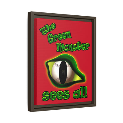green monster - framed canvas art (dark red)