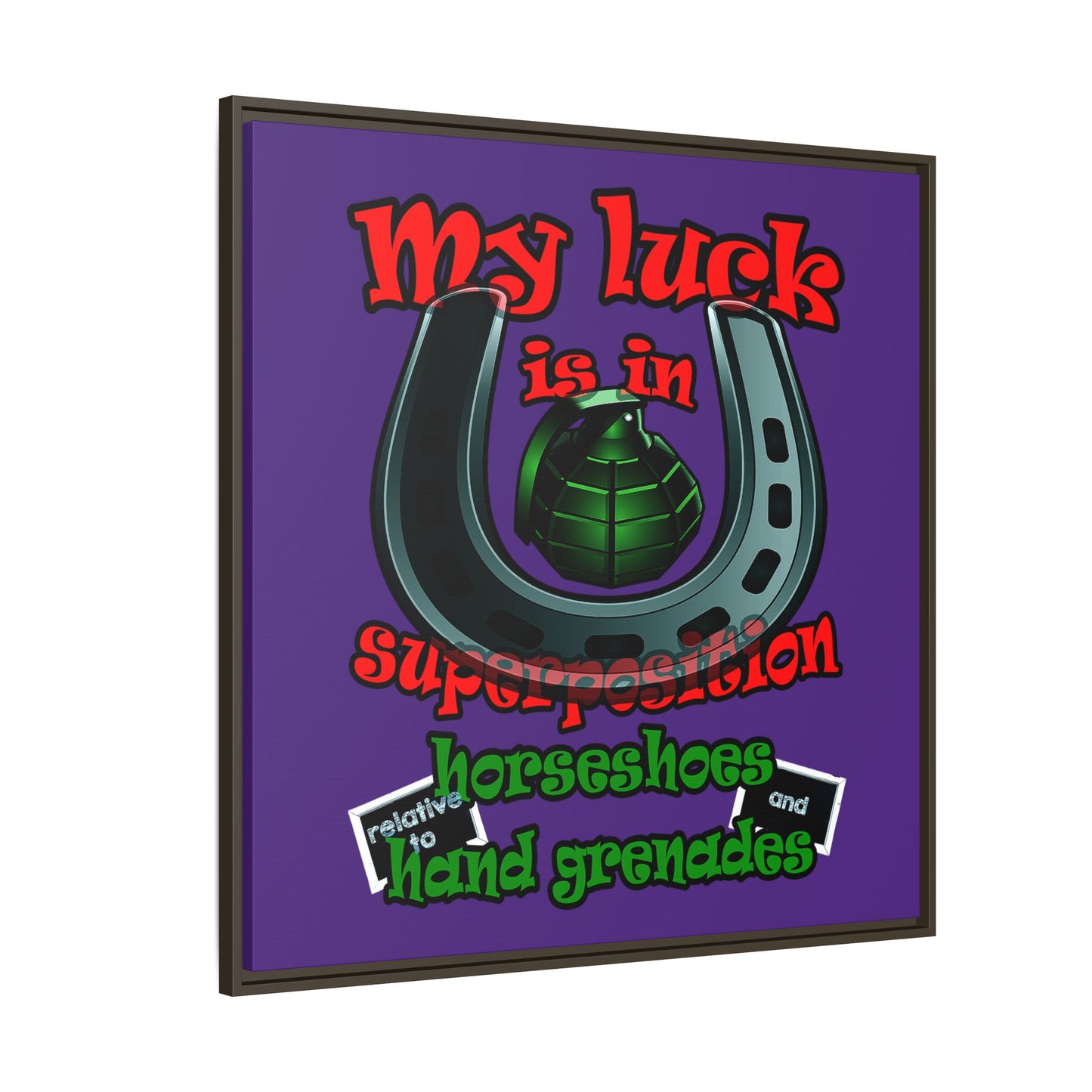 my luck - framed canvas art (purple)