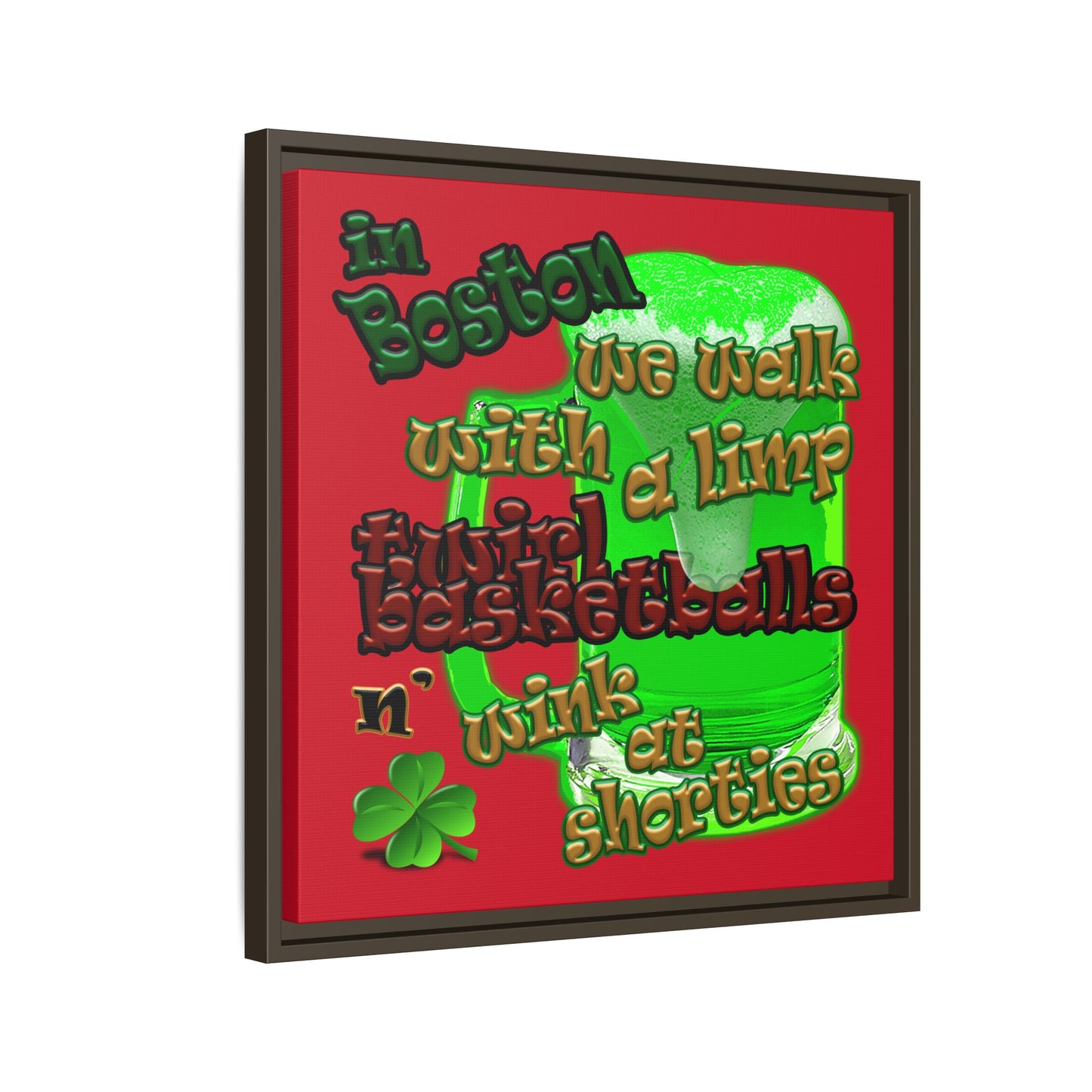 celtics logo - framed canvas art (dark red)