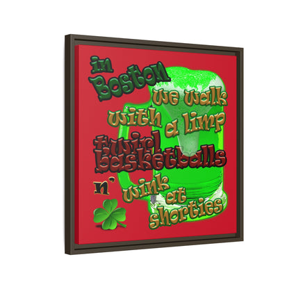 celtics logo - framed canvas art (dark red)