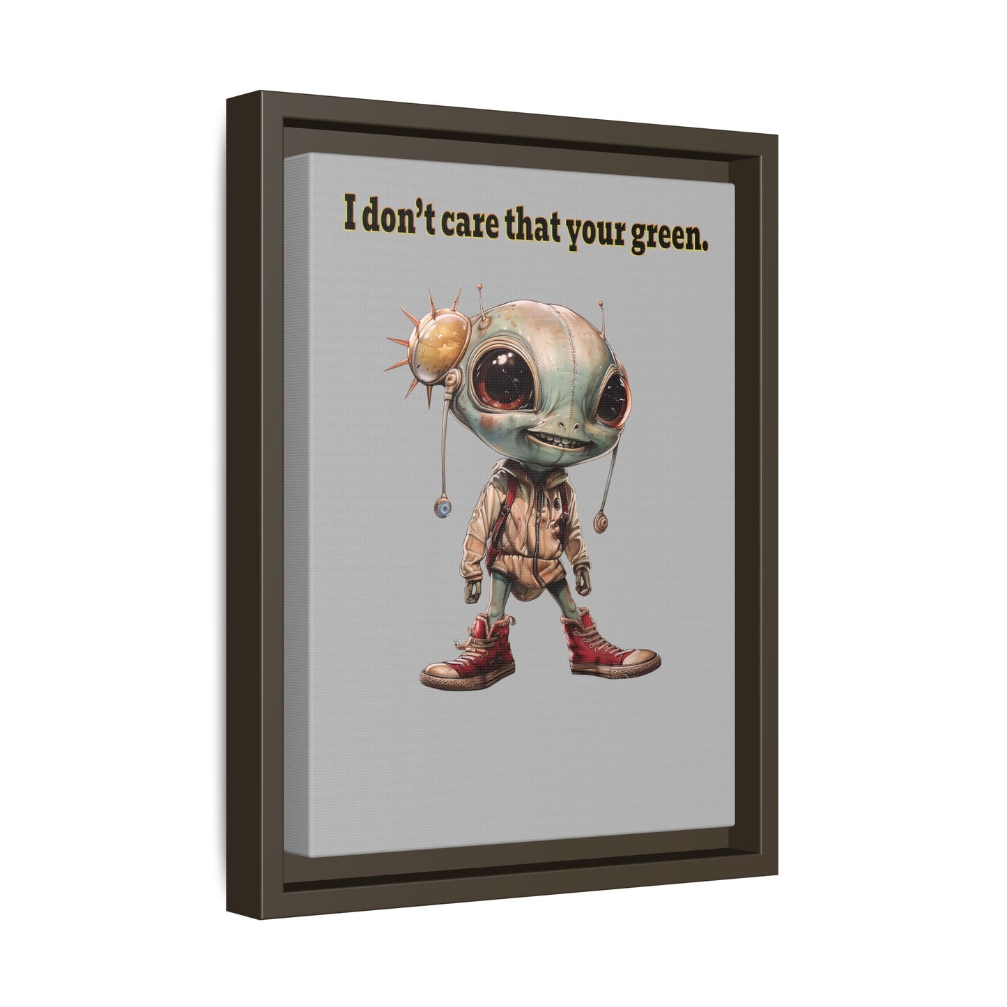 I don't care that your green - framed canvas art (light grey)